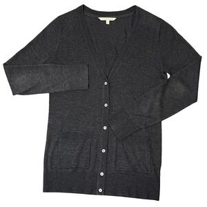 41 Hawthorn Womens Long Button Up Silk Blend Cardigan‎ w/Pockets Grandpa Medium
